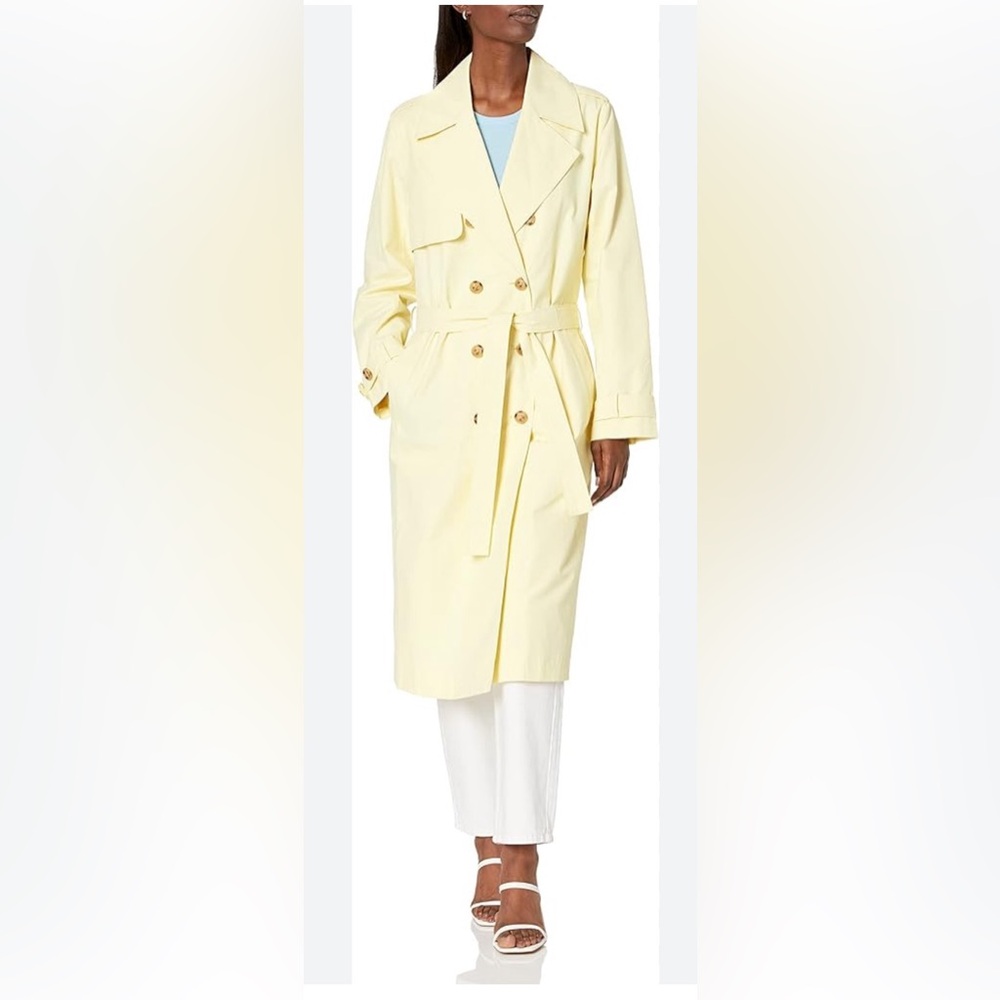 The Drop Light Yellow Belted Trench Coat NWT XL Spring Quiet Luxury Chic